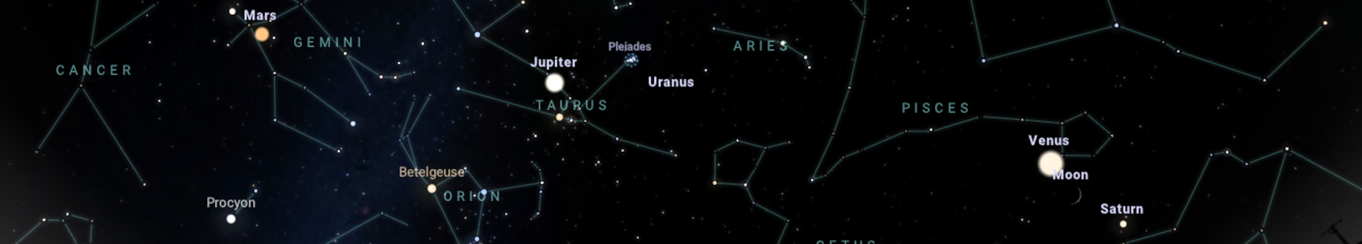 Februári forgatag: a Jupiter a Bika szarvcsúcsán trónol