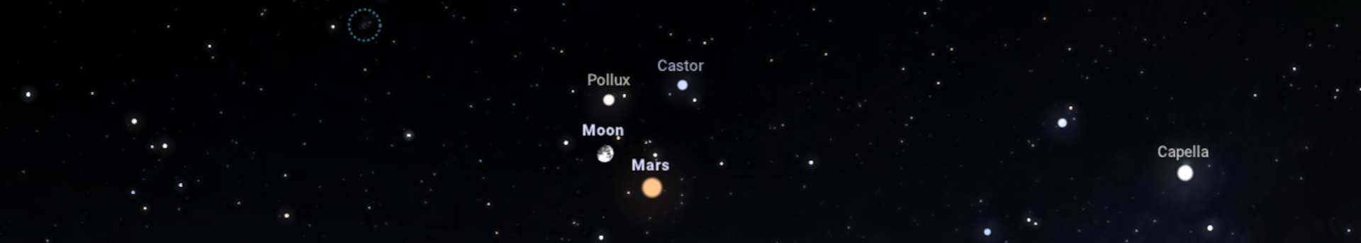 Marsos momentumok: a vörös bolygó mesés együttállása a Holddal és az Ikrek csillagkép legfényesebb csillagaival