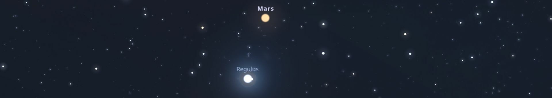 A Mars és a Regulus együttállása a nyári égboton