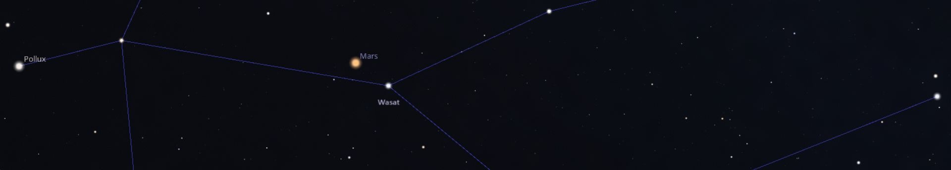 Vörös ékkő mellett az Iker teste: avagy a Mars bolygó és a Wasat együttállása