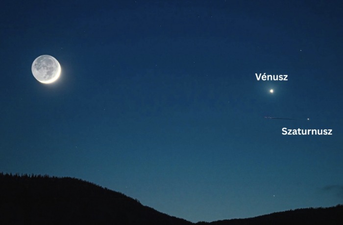 A Vénusz és a Szaturnusz együttállása a naplementében