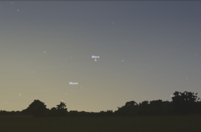 Visszatért a Mars az égre, rögtön csapja is a szelet a cérnavékonyra fogyott Holdnak