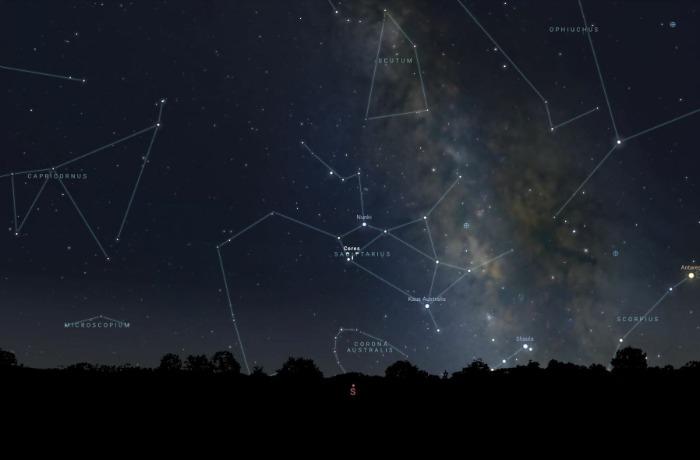 Július 5-éről 6-ára virradó éjszakán lesz a (1) Ceres törpebolygó oppozíciója, ezekben a napokban lesz a Földhöz a legközelebb és lesz számunkra a legfényesebb is. 