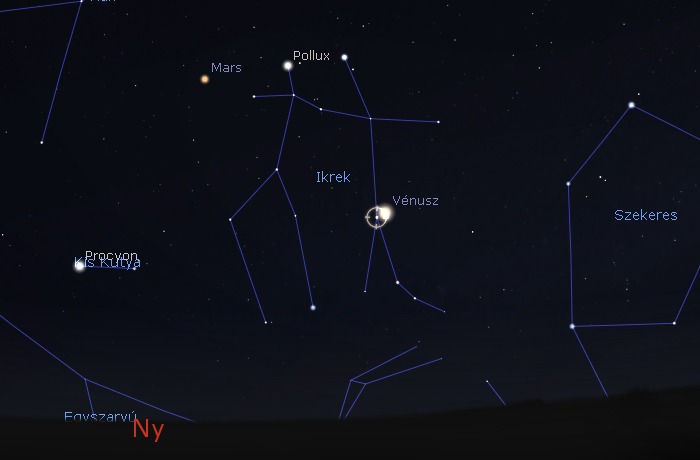 Égi randevú: a Vénusz és a Mebsuta együttállása 