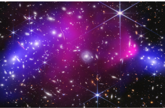 Galaxishalmazok ütközése és a sötét anyag a James Webb-űrtávcső szemével