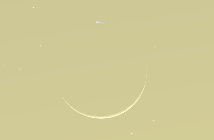 A Vénusz és a holdsarló találkozása az alkonyati égen