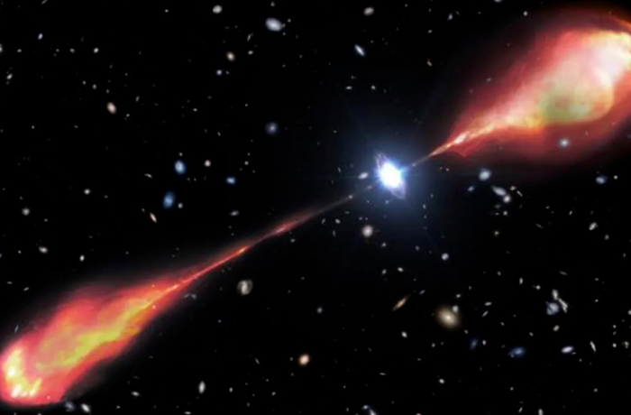 Felfedezték minden idők legnagyobb jet-párosát a korai Univerzumban, amelynek hossza a Tejútrendszer átmérőjének kétszerese