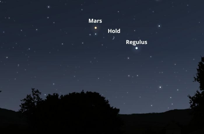 A Hold mellett ragyogó Regulus és Mars estéje