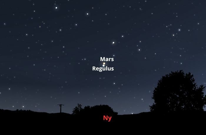 A Mars és a Regulus együttállása a nyári égboton