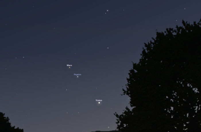 Egy vonalba rendeződik a Regulus,  a Mars és a Vénusz! Könnyed észlelési csemege, ne hagyd ki! 