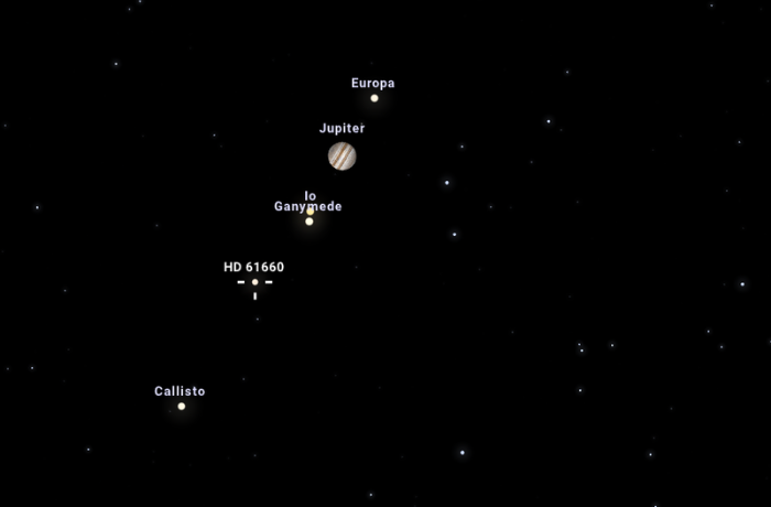 A Jupiteringettét! – 8 magnitúdós csillag a Jupiter holdjai között 
